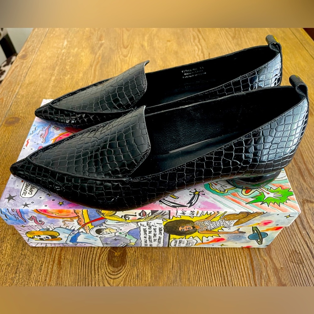 Jeffrey Campbell Women Sz 10 Viona Black Patent Loafer-says 11 but fits like 10
